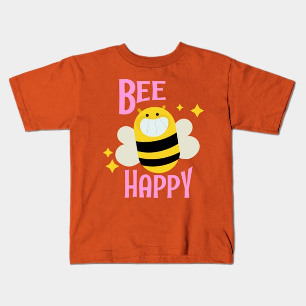 Bee Happy Kids T-Shirt by RainbowAndJackson